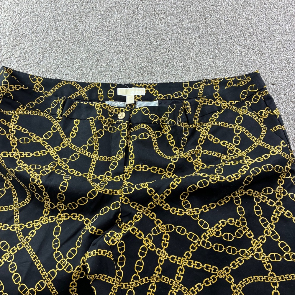 Michael Kors Womens 24W Black Gold Keegan Chain Print Miranda Slack Trouser Chic